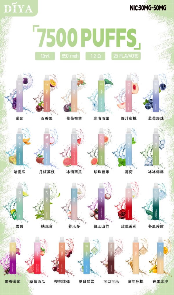 3 6月新品 DIYA叮啞拋棄7500口 可充電🔋✨水果味還原度極高💖 CP值拉滿🔥店長推薦 活動10送1